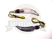 Боковой фонарь (LED) (компл. - 1 пар) в форме Перца (Рожки) карбон для мотоцикла  тип KAWA