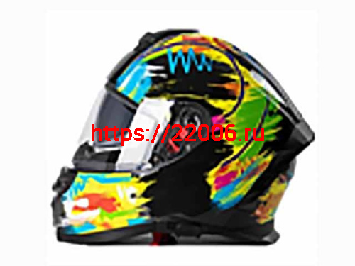 Мотошлем VIRTUE MD-820 закрытый с визором черный с разноцветным рисунком (XS) Мотошлем VIRTUE MD-820 закрытый с визором черный с разноцветным рисунком (XS)