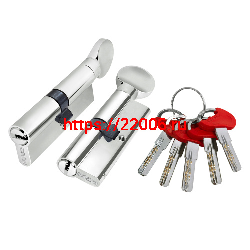 Цилиндровый Fuaro (Фуаро) механизм (D-PRO502-8/80) D-PRO5002-8Knob80(40+10+30) CP хром 5+1Key с верт. перекод.