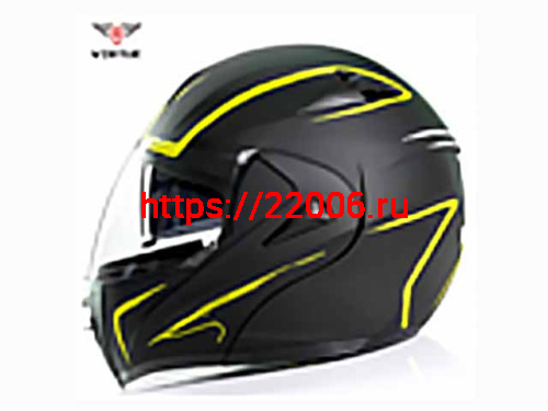 Мотошлем VIRTUE MD-808 трансформер с визором черно-салатовый матовый (L)