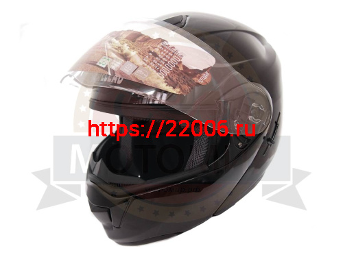 Шлем модуляр "Safelead" HF-119 TRANSFORMER с встр. очками, черный, серебристый размер S фото 3