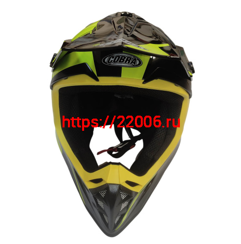 Шлем кроссовый COBRA EC V332, серый титан, синий и желтый, размер XL фото 2