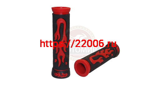 Грипсы для велосипеда 130мм, резина, черно-красные, рисунок "Пламя" (EHG-25) фото 4 Грипсы для велосипеда 130мм, резина, черно-красные, рисунок "Пламя" (EHG-25) фото 4